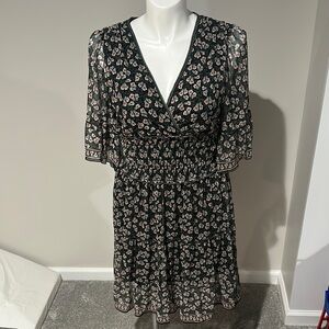 Mac Studio floral tiered dress smocked waist‎ size Large